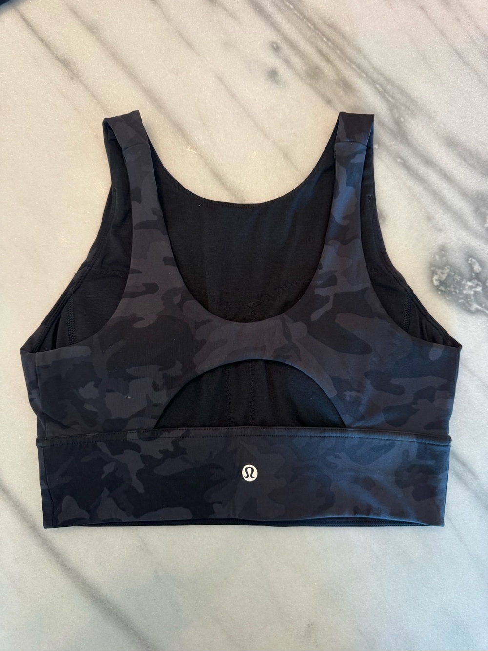 lululemon athletica Dark Black Camo Scoopback Sports Bra